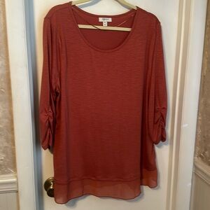 Style & Co Pull Over Top With Sheer Hem Size XXL NWOT